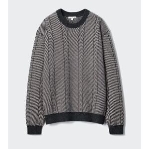 Uniqlo JW Anderson Lambswool Herringbone Sweater in Dark Gray